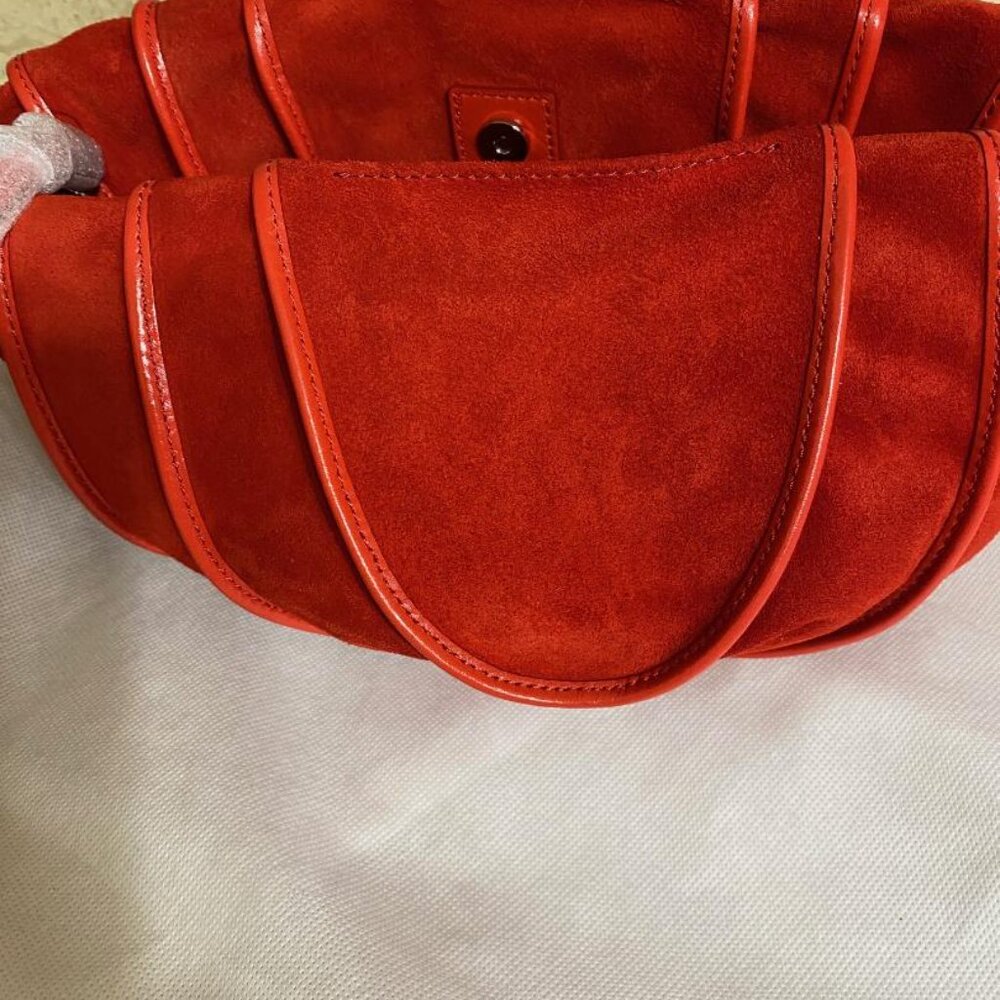 Staud NWT Wells Convertible Shoulder BAG/ Clutch Suede Red Rose (ORIG. $395) - Picture 4 of 6